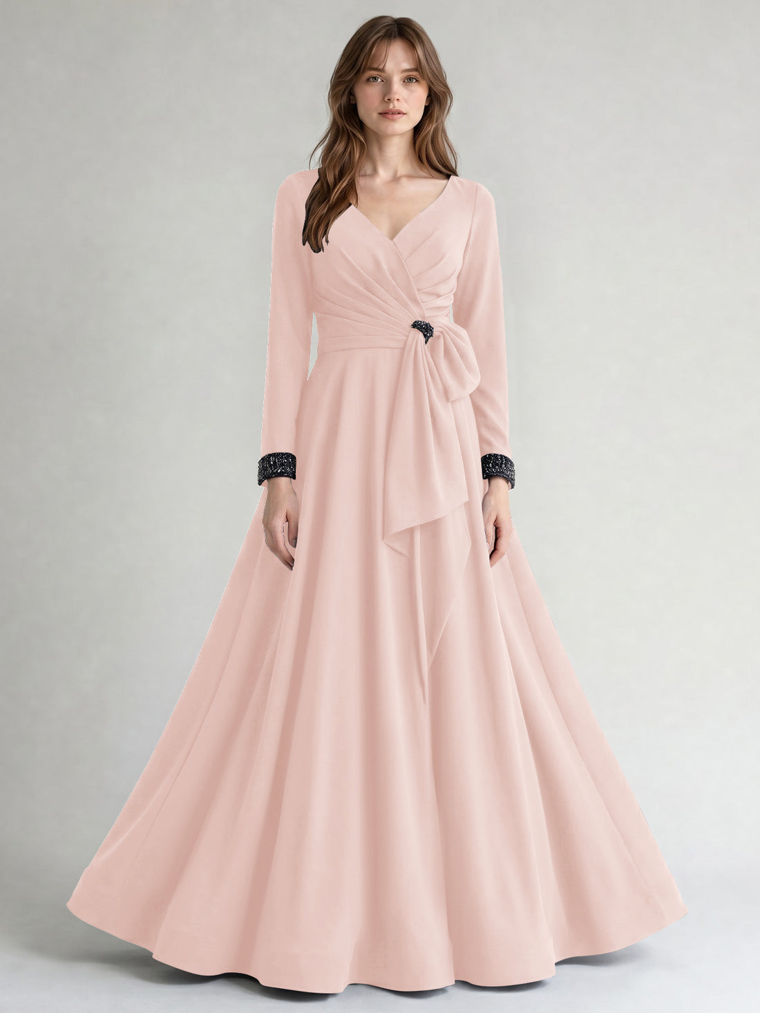 Stretch Satin Mother of the Bride Dress with Crystal