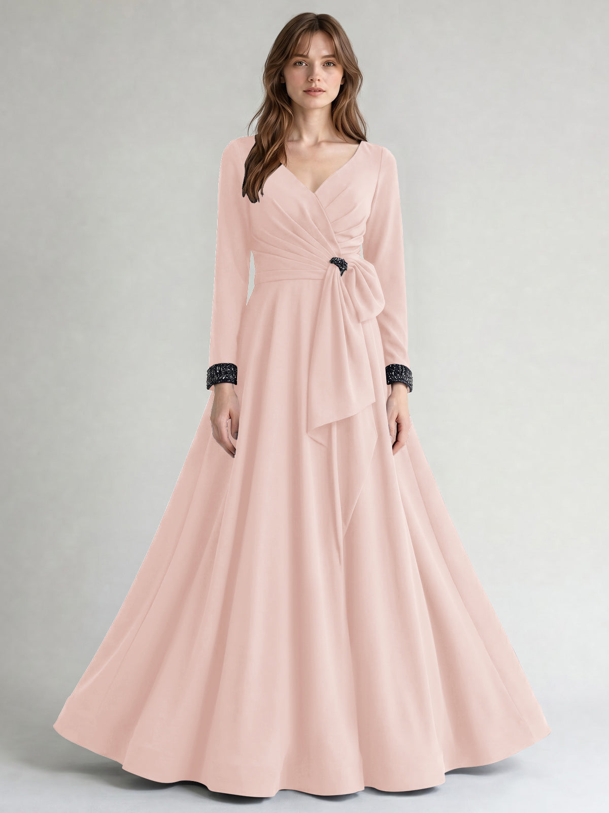Stretch Satin Mother of the Bride Dress with Crystal