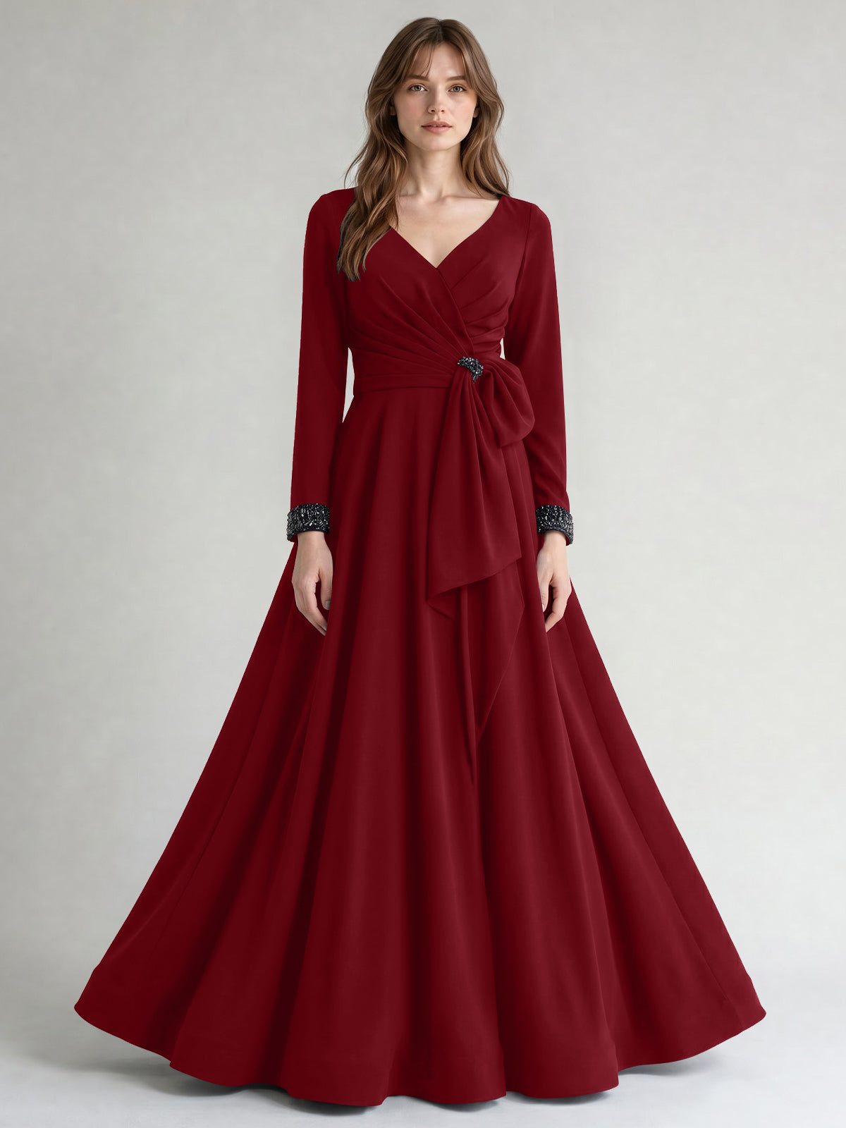 Stretch Satin Mother of the Bride Dress with Crystal
