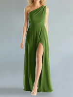 One-Shoulder Bridesmaid Dress with Slit