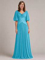 Cowl Neck Mother of the Bride Dress with Applique 