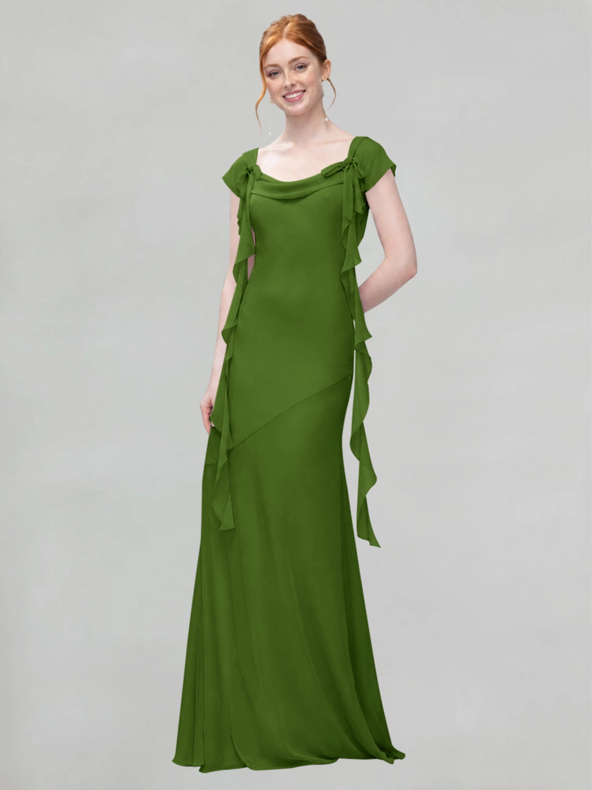 Flowy Ruffle Sheath Bridesmaid Dress 