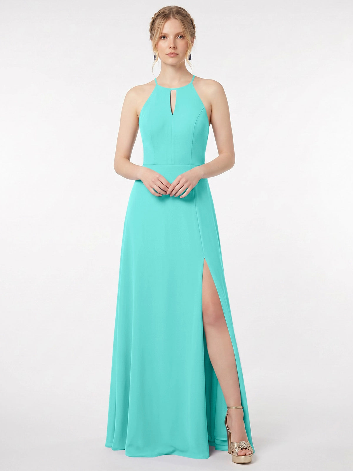 Chiffon Bridesmaid Dress with Halter 