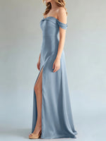 Off-the-Shoulder Slit Bridesmaid Dress 
