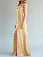 Off-the-Shoulder Slit Bridesmaid Dress 