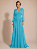 Chiffon Mother of the Bride Dress with Long Sleeves 