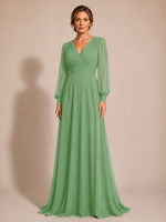 Chiffon Mother of the Bride Dress with Long Sleeves 