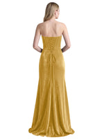 Velvet Prom Dress with Beaded Applique 