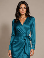 Silk-like Mother of the Bride Dress with Self-Tie Sash 