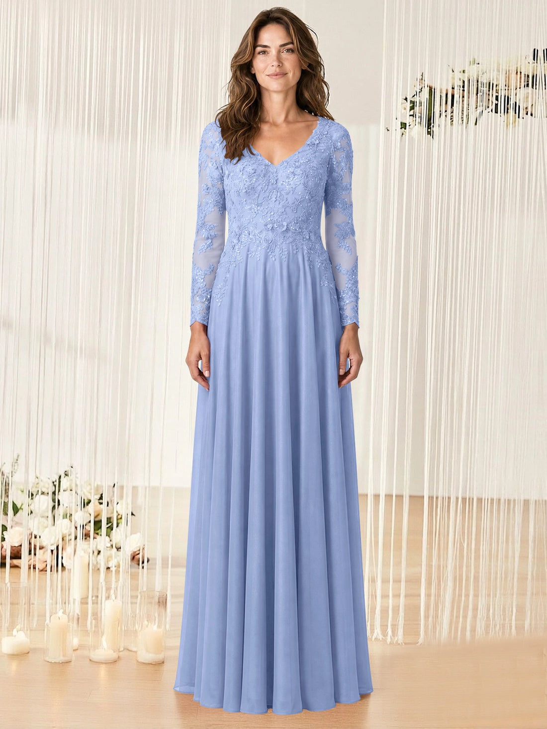 A-line Mother of the Bride Dress with Appliques