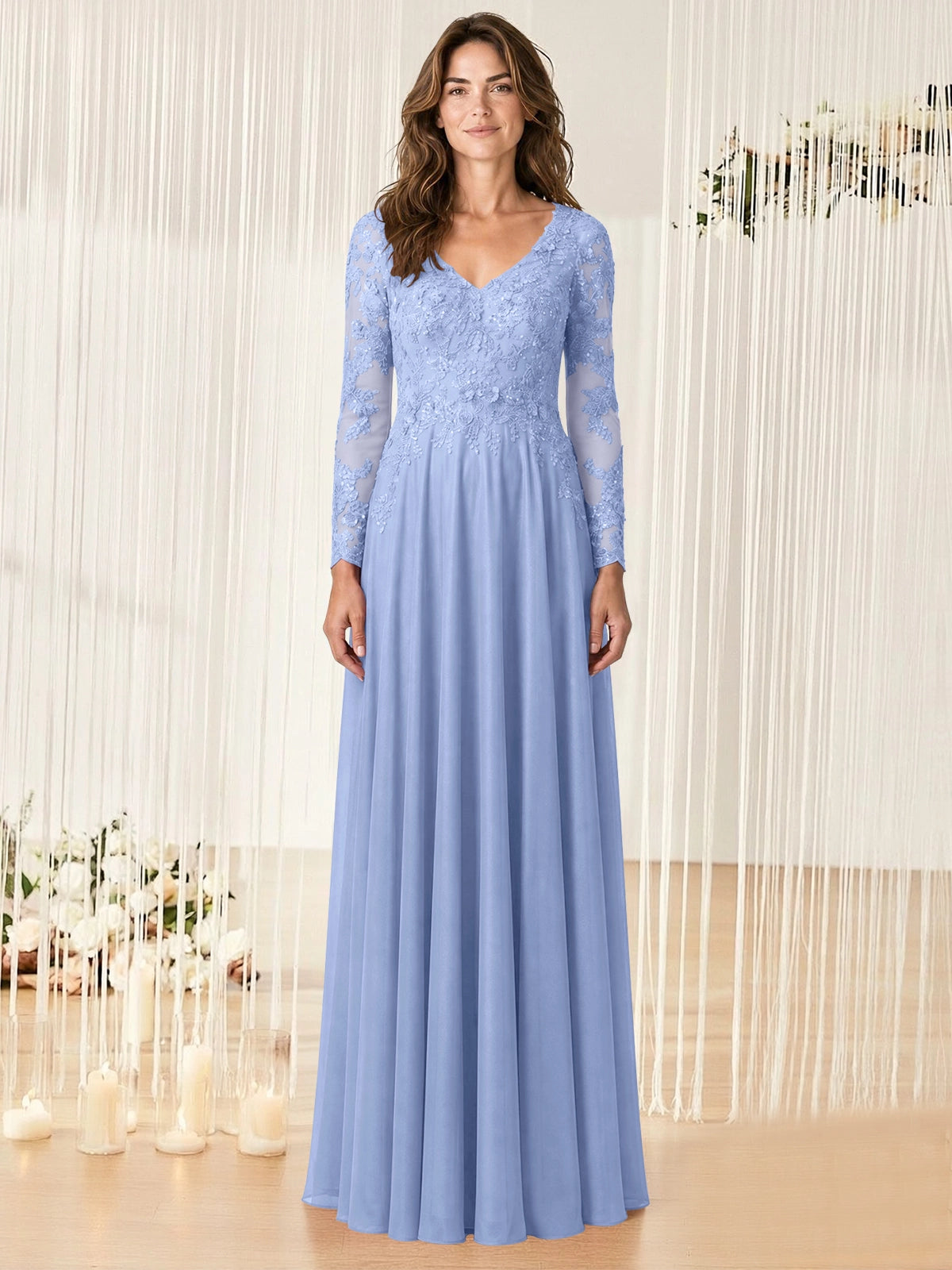 A-line Mother of the Bride Dress with Appliques