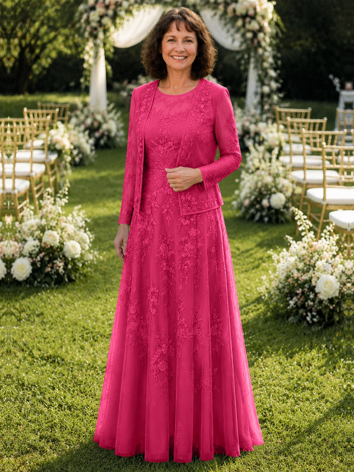 A-line Mother of the Bride Dress with Lace 
