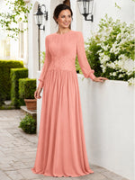 Chiffon Mother of the Bride Dress with Jewel Neckline 