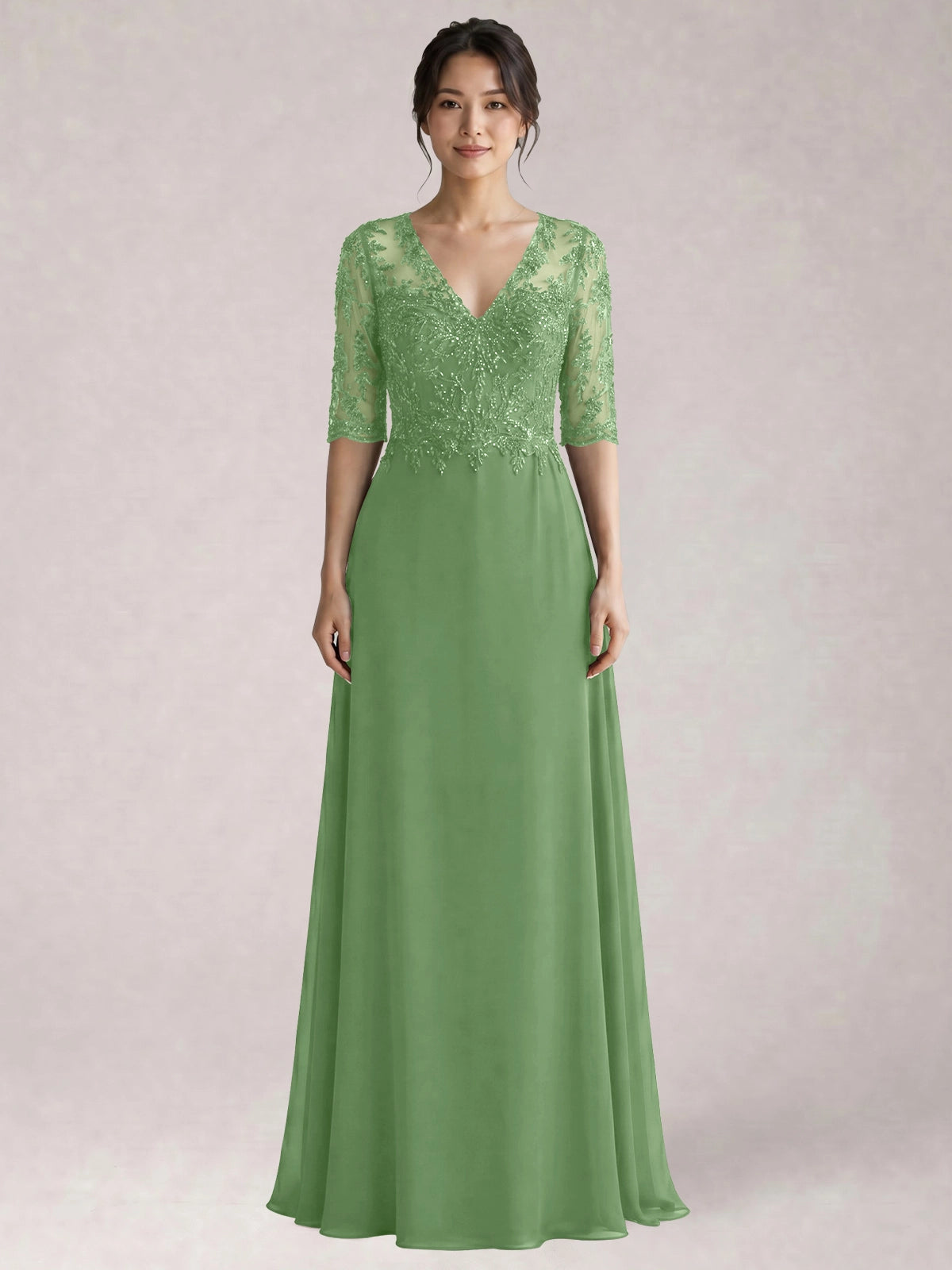 Lace Mother of the Bride Dress with Half Sleeves