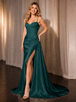 Silk-like Prom Dress with Appliques