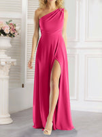 One-Shoulder Bridesmaid Dress with Slit