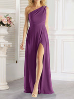 One-Shoulder Bridesmaid Dress with Slit