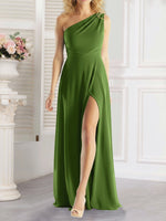 One-Shoulder Bridesmaid Dress with Slit
