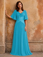 Cowl Neck Mother of the Bride Dress with Applique 