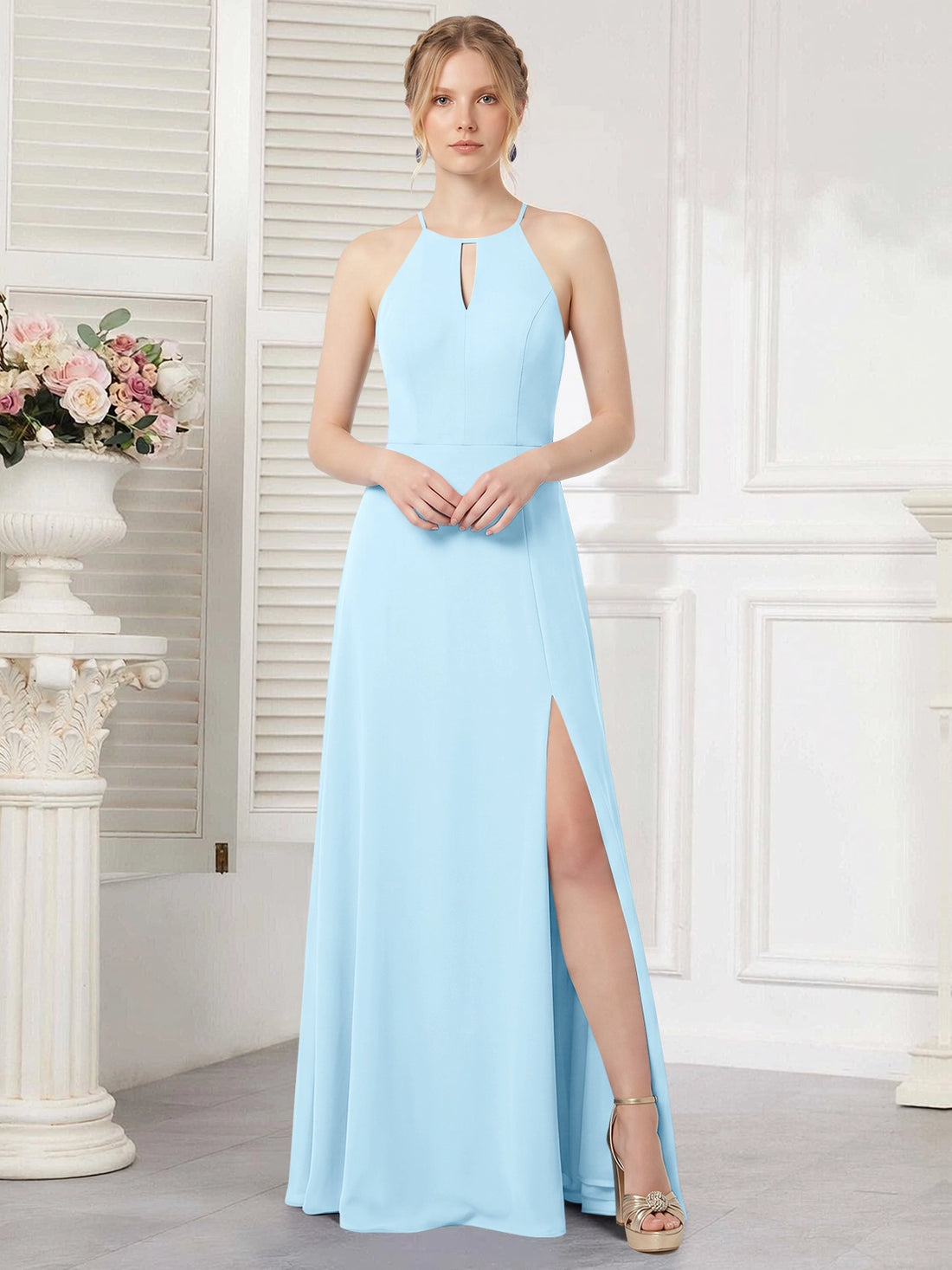 Chiffon Bridesmaid Dress with Halter 