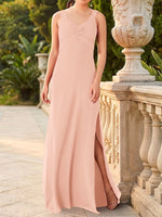 Chiffon Bridesmaid Dress with Slit 
