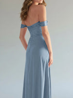 Off-the-Shoulder Slit Bridesmaid Dress 