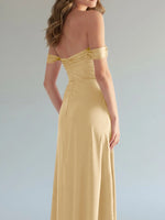 Off-the-Shoulder Slit Bridesmaid Dress 