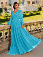 Chiffon Mother of the Bride Dress with Long Sleeves 