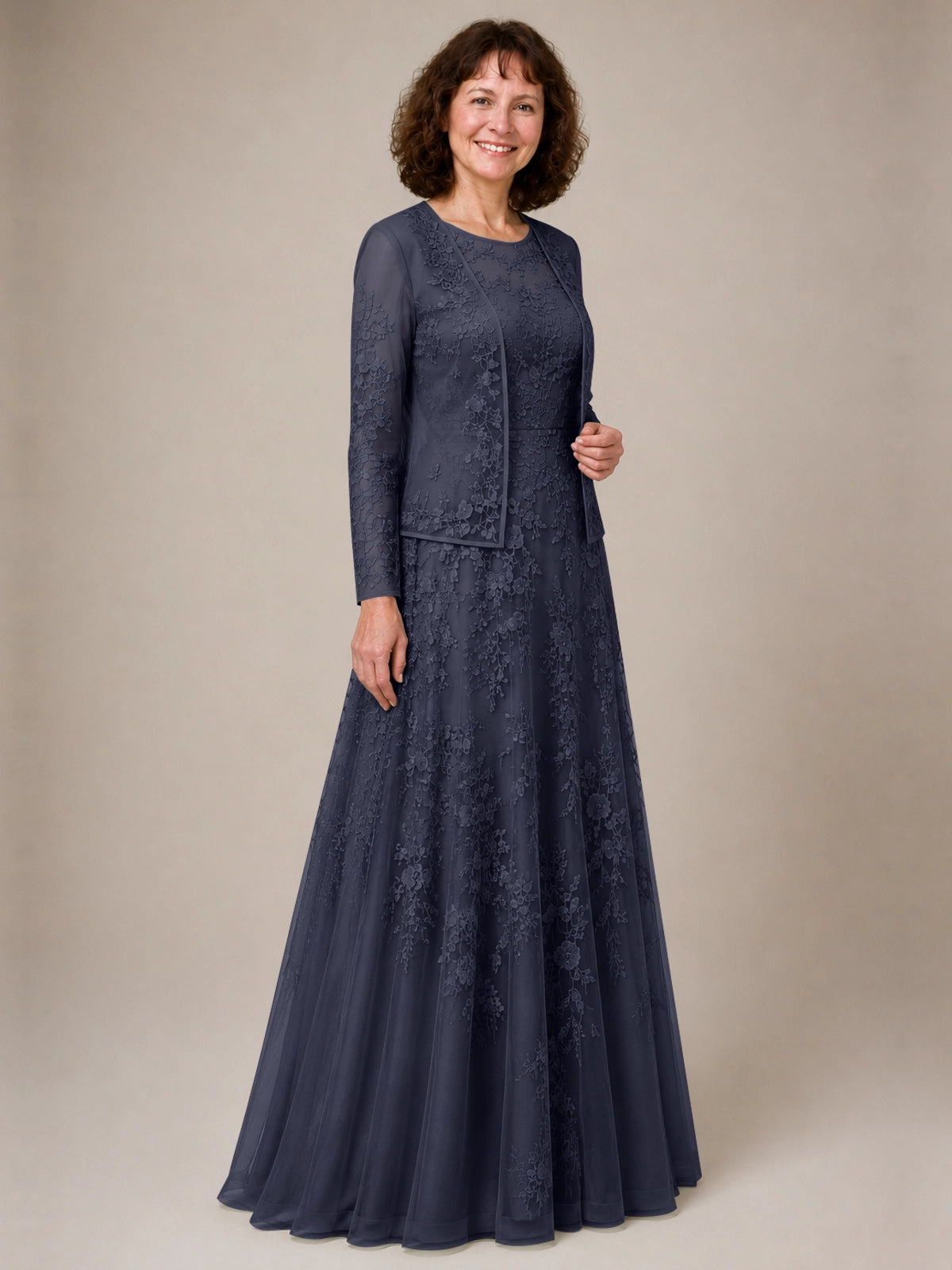 A-line Mother of the Bride Dress with Lace 