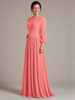 Chiffon Mother of the Bride Dress with Jewel Neckline 