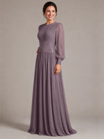 Chiffon Mother of the Bride Dress with Jewel Neckline 