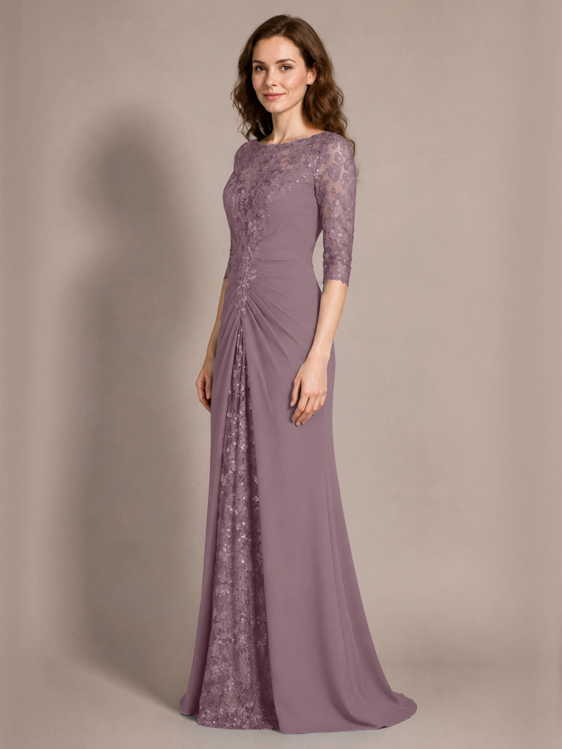 Lace Mother of the Bride Dress with Applique 