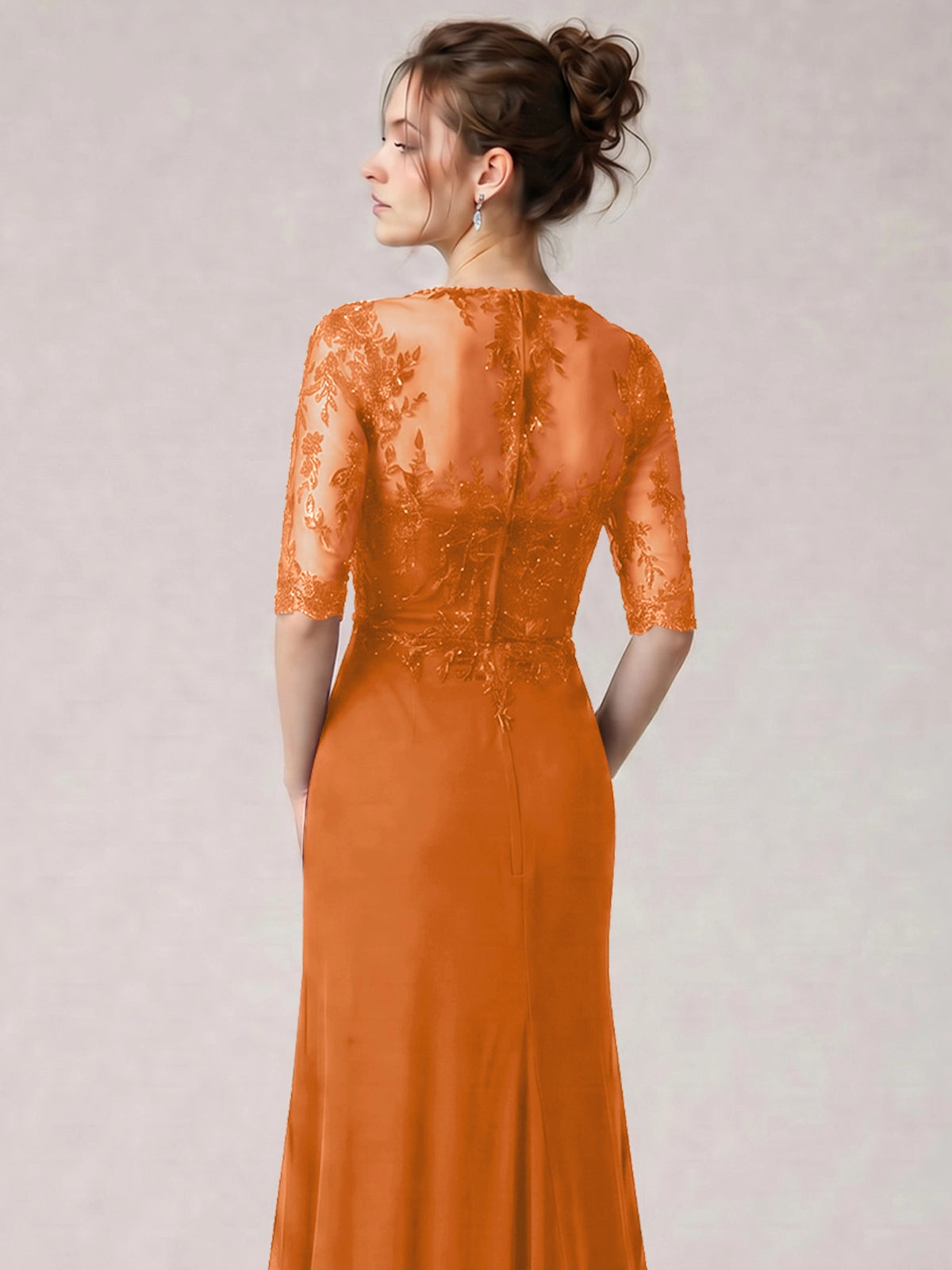 Lace Mother of the Bride Dress with Half Sleeves