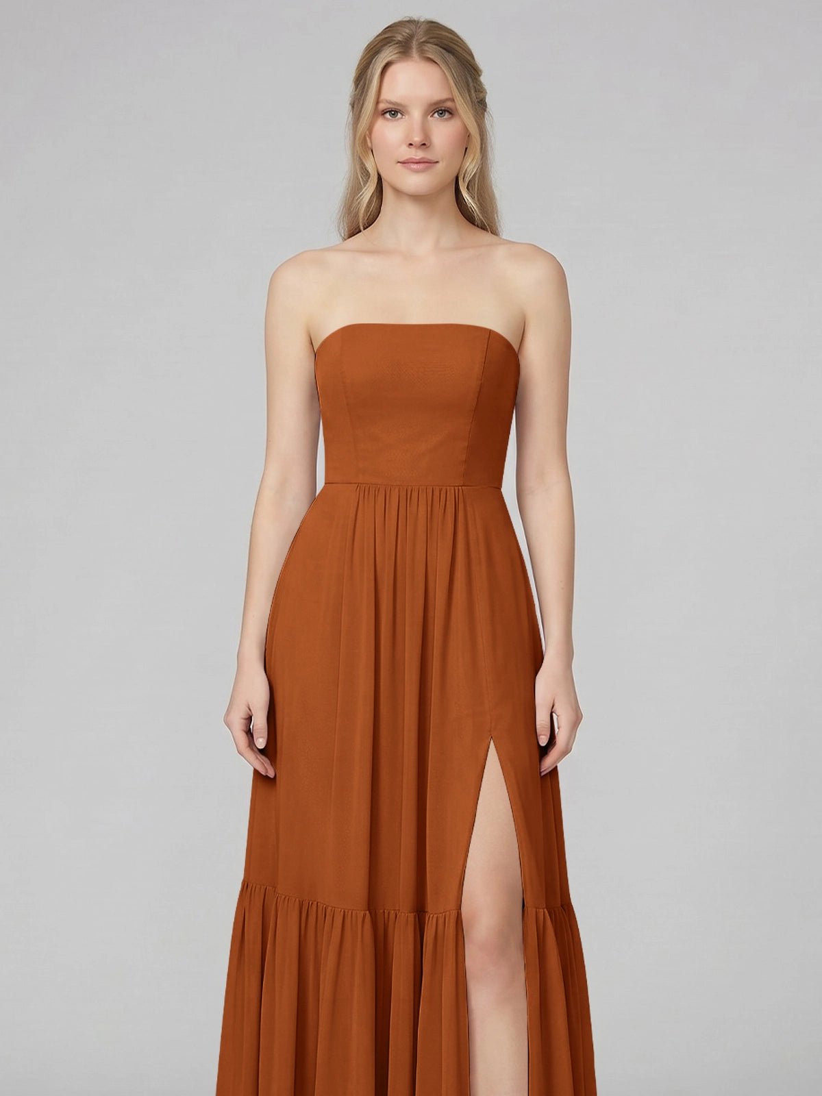 Strapless Bridesmaid Dress with Slit 