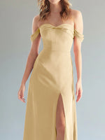 Off-the-Shoulder Slit Bridesmaid Dress 