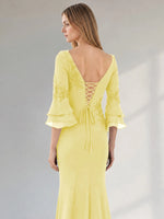 Chiffon Mother of the Bride Dress with 3/4 Sleeves