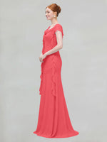 Flowy Ruffle Sheath Bridesmaid Dress 