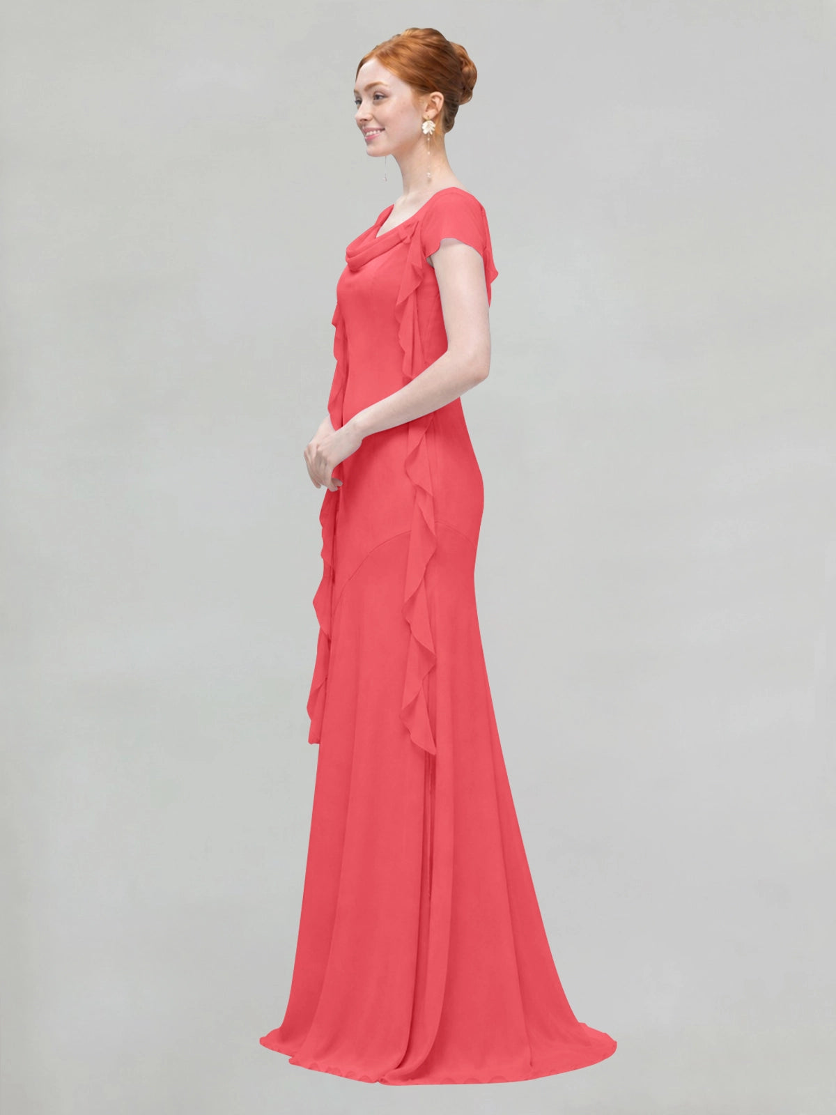 Flowy Ruffle Sheath Bridesmaid Dress 