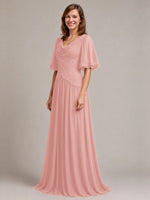 Cowl Neck Mother of the Bride Dress with Applique 
