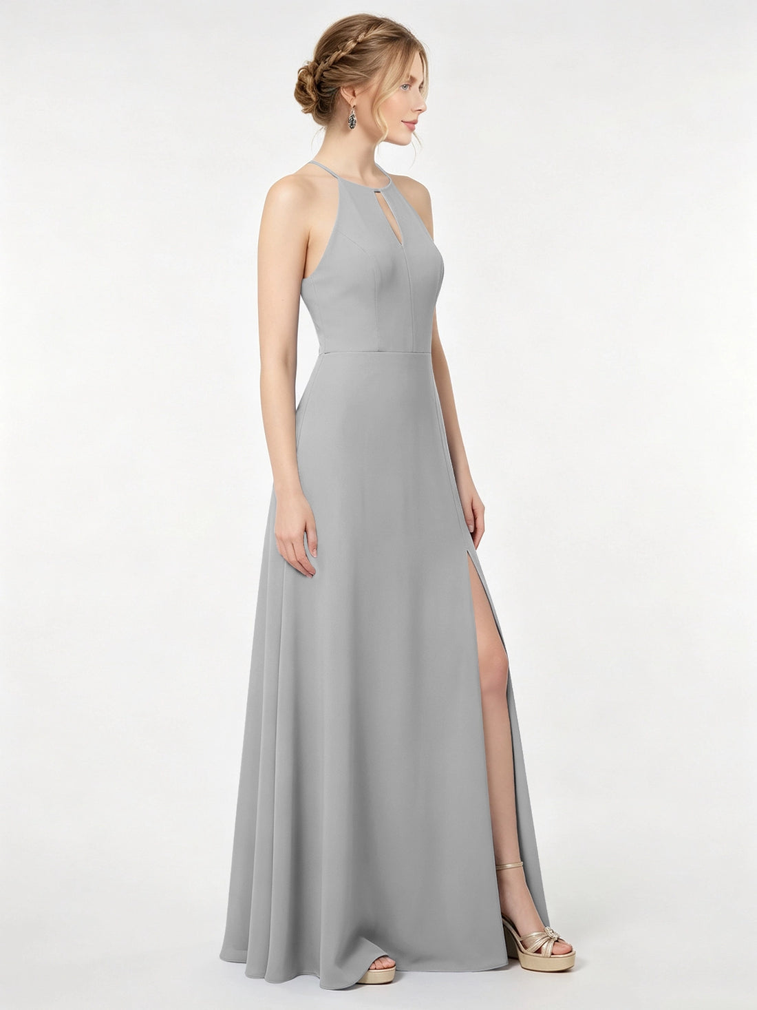 Chiffon Bridesmaid Dress with Halter 