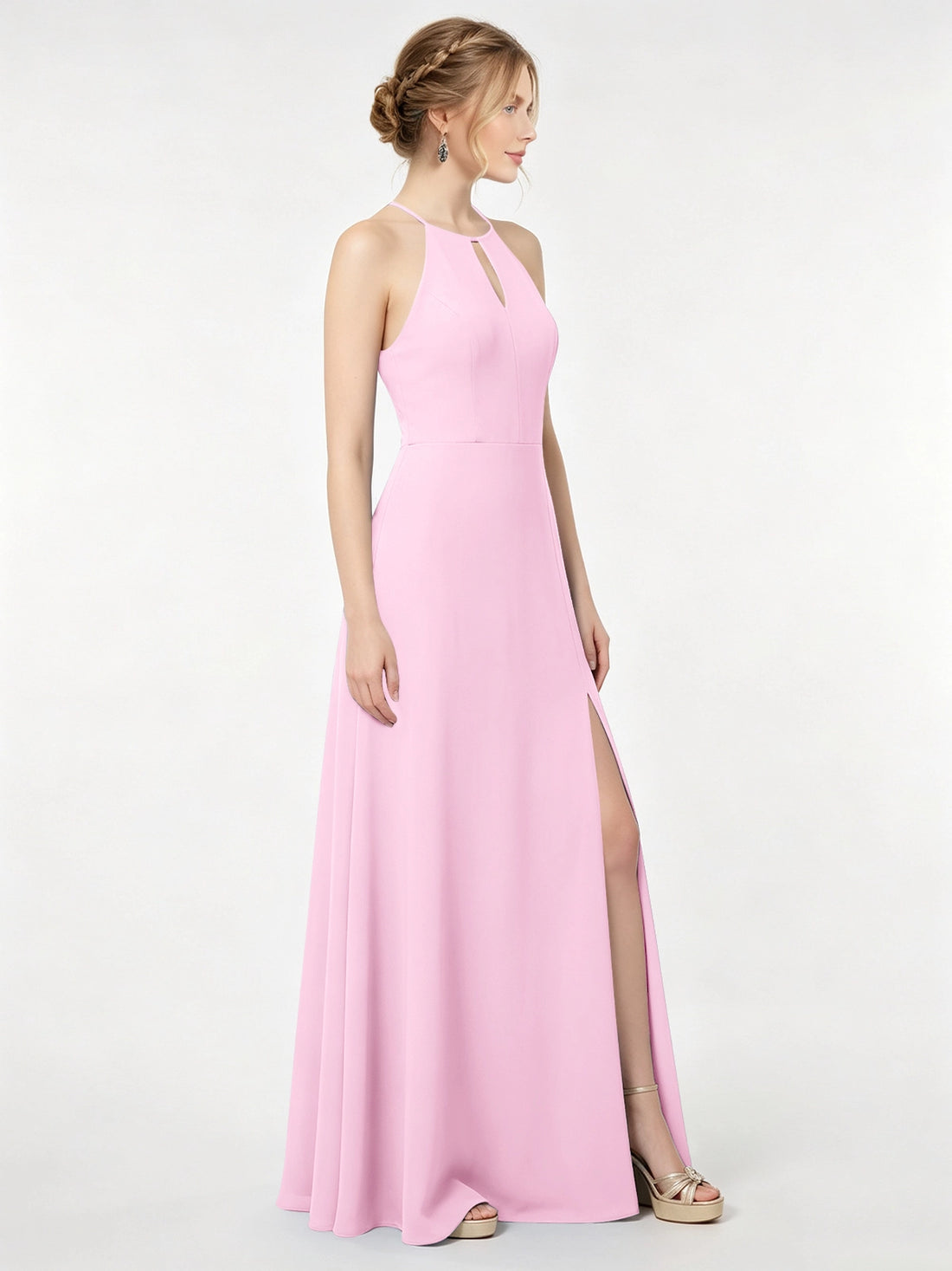 Chiffon Bridesmaid Dress with Halter 