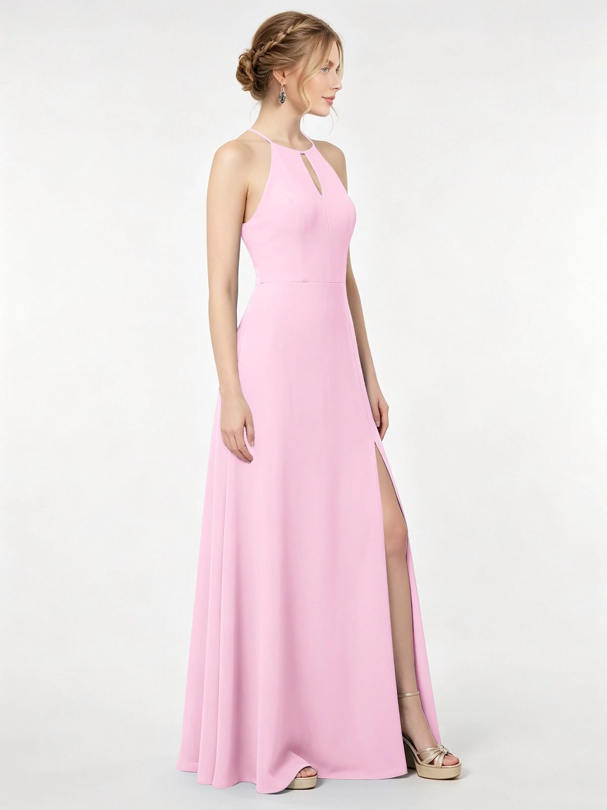 Chiffon Bridesmaid Dress with Halter 