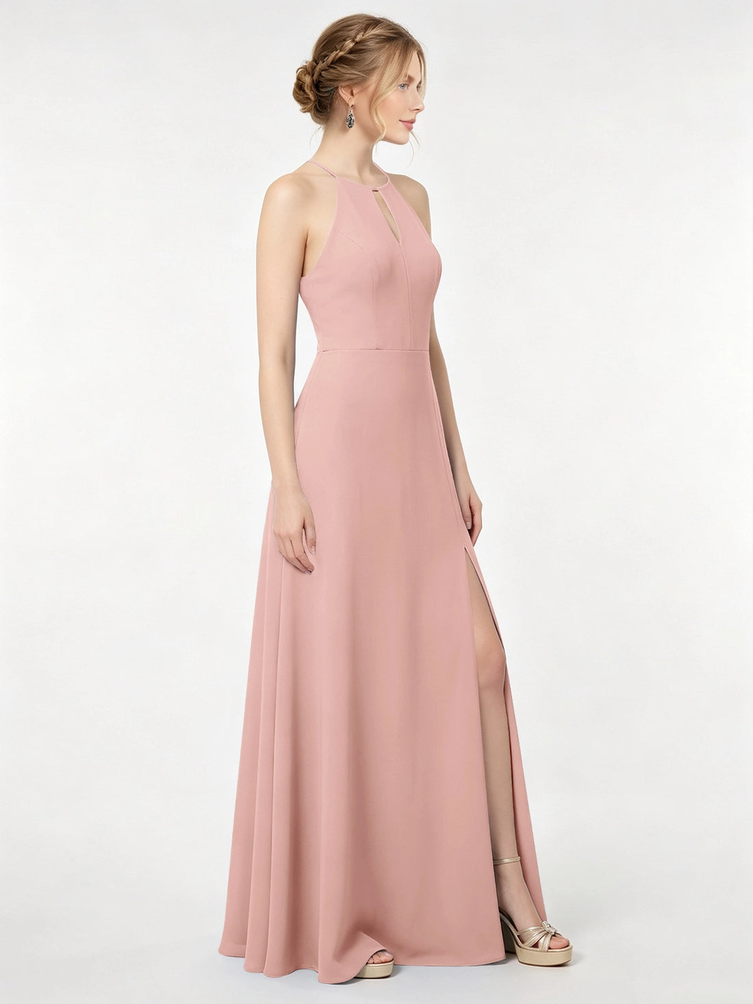 Chiffon Bridesmaid Dress with Halter 