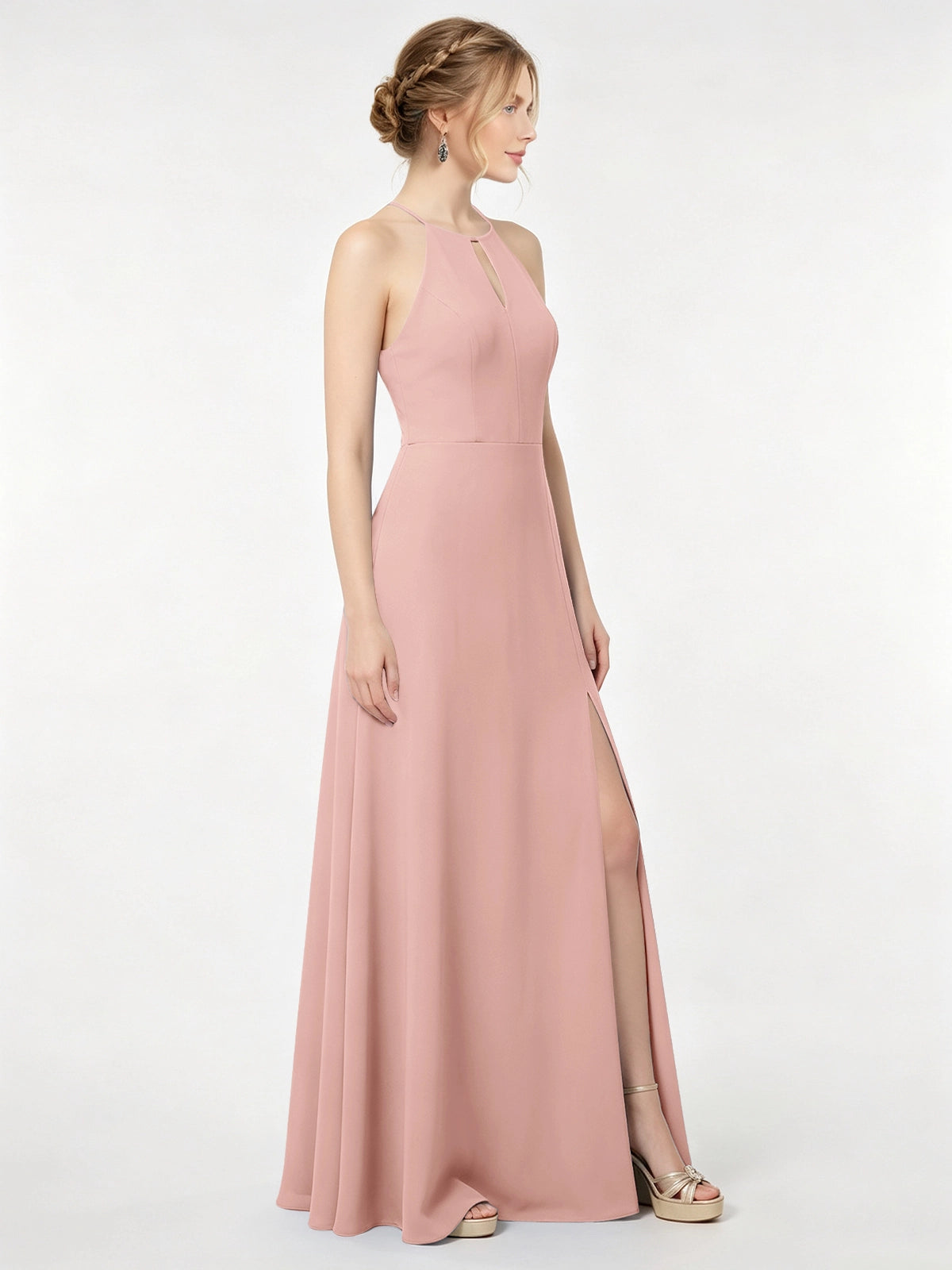 Chiffon Bridesmaid Dress with Halter 