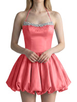 Beading Bubble Hem Mini Dress 