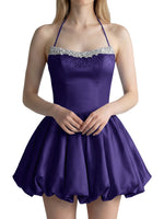 Beading Bubble Hem Mini Dress 