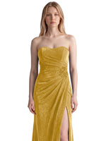 Velvet Prom Dress with Beaded Applique 