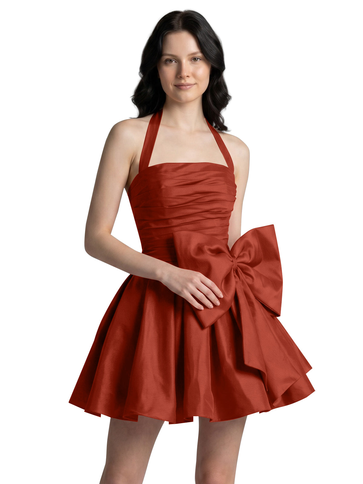 Halter Oversized Bow Mini Dress 