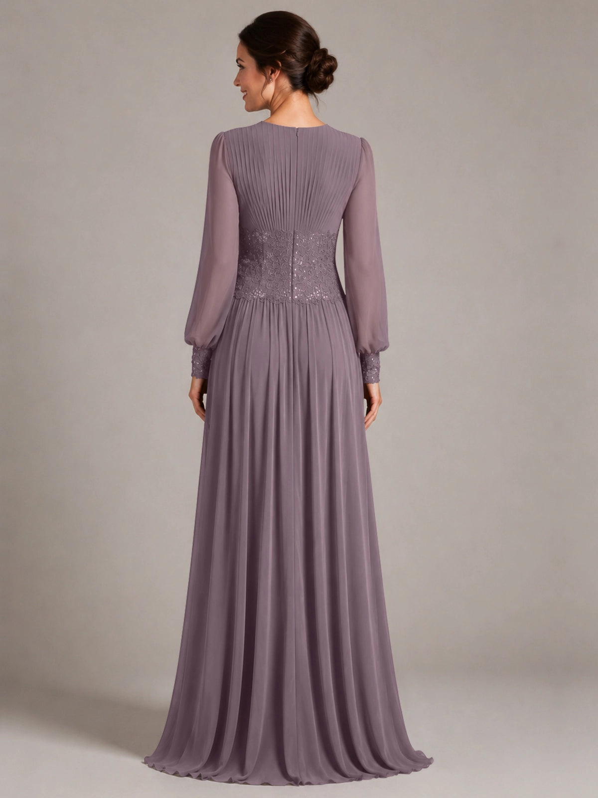 Chiffon Mother of the Bride Dress with Jewel Neckline 