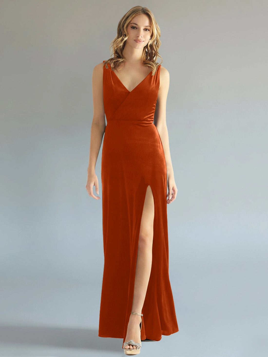 Velvet Bridesmaid Dress with Slit 